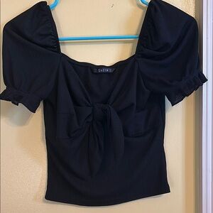 SHEIN Black Puff Sleeve Top